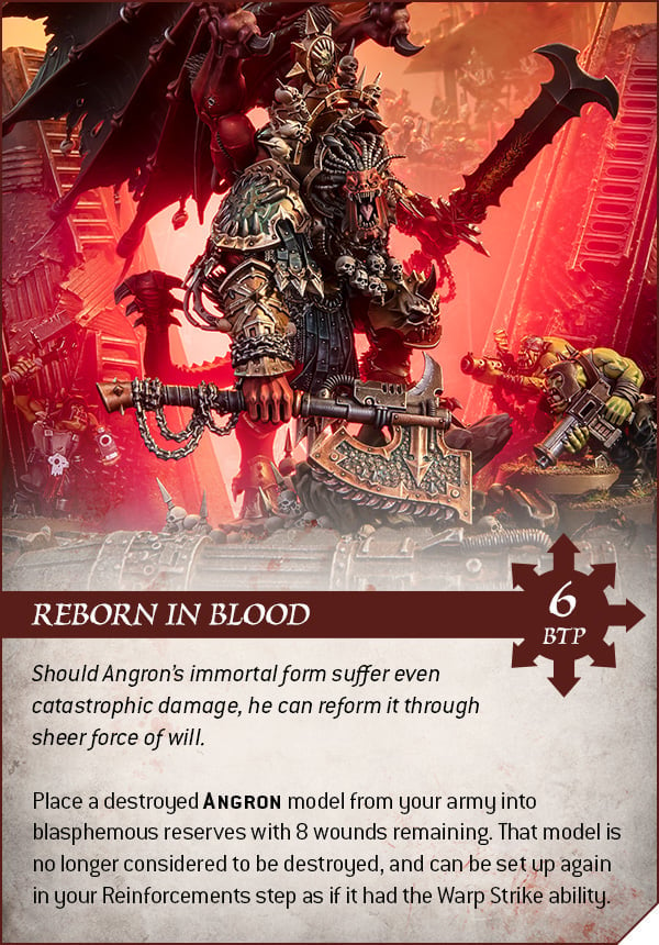 An image of the Warhammer 40K World Eaters depicting Angron and how he uses Blood Tithe Points